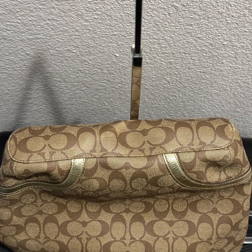 Coach Heritage Star Print Light Brown/Gold Double Handle Tote & Cardholer - Picture 12 of 14